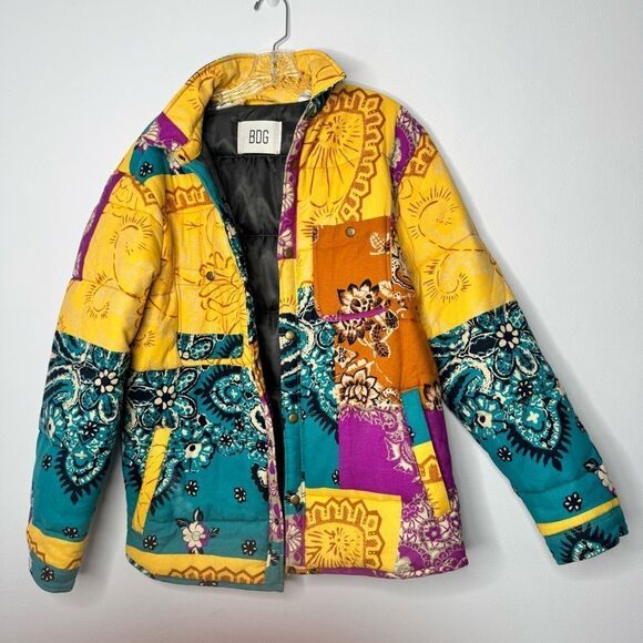 Urban Outfitters Quilted Bandana Paisley Print Colorblock Jacket size medium - Picture 2 of 7